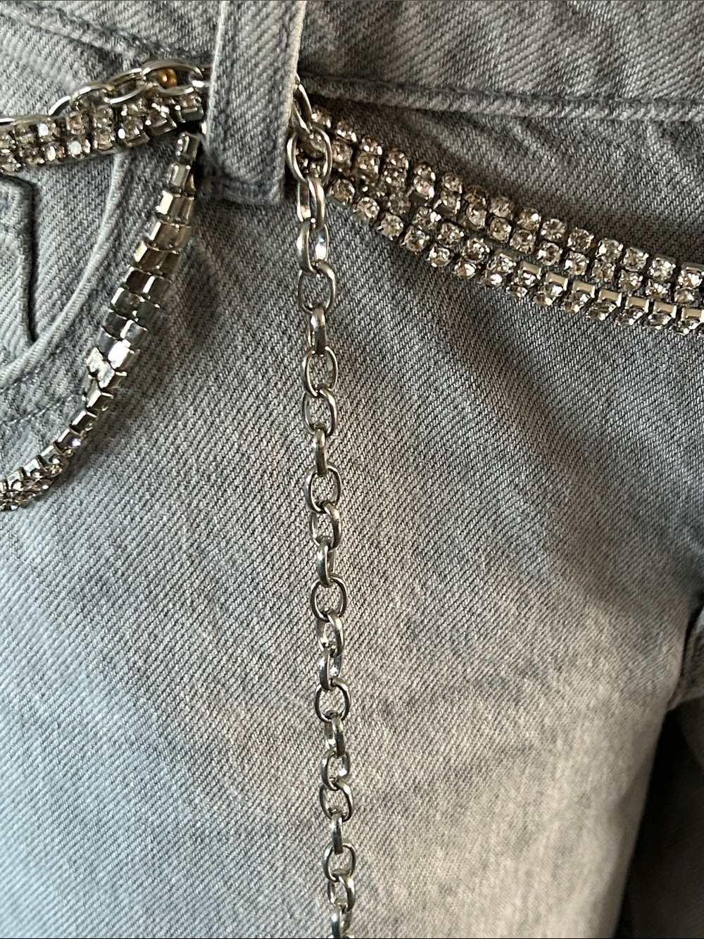 Statement Rhinestone Chain Belt – Double Row Crystal | Extra Long 80” + Chain - Picture 5 of 12